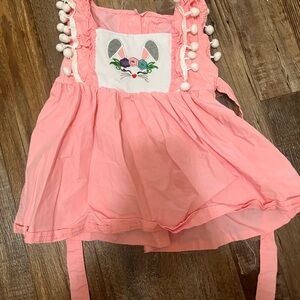 Pink Bunny Embroidered Dress